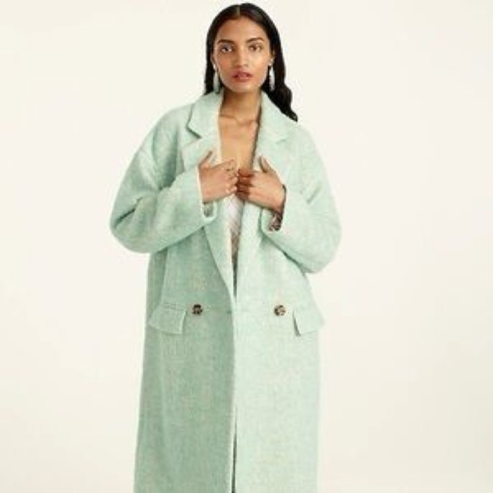 J.Crew Relaxed Topcoat in Italian Brushed Wool Blend Wintergreen XXL - Picture 2 of 13